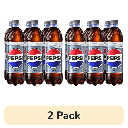 (2 pack) Diet Pepsi Cola Soda Pop, 24 fl oz, 6 Pack Bottles