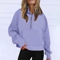 thumbnail image 2 of 1/4 Zip Pullover Women Winter Fall Loose Fit Hooded Long Sleeve Bubble Cold Shoulder with Pocket Solid Color Hoodie Polyester Sweatshirts Hoodies(Light Purple,S), 2 of 6
