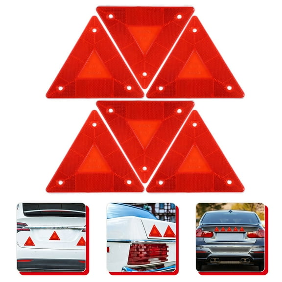 WHAMVOX 6 Pcs Warning Sign Emergency Triangle Vehicle Reflectors for Car Signs Student Red