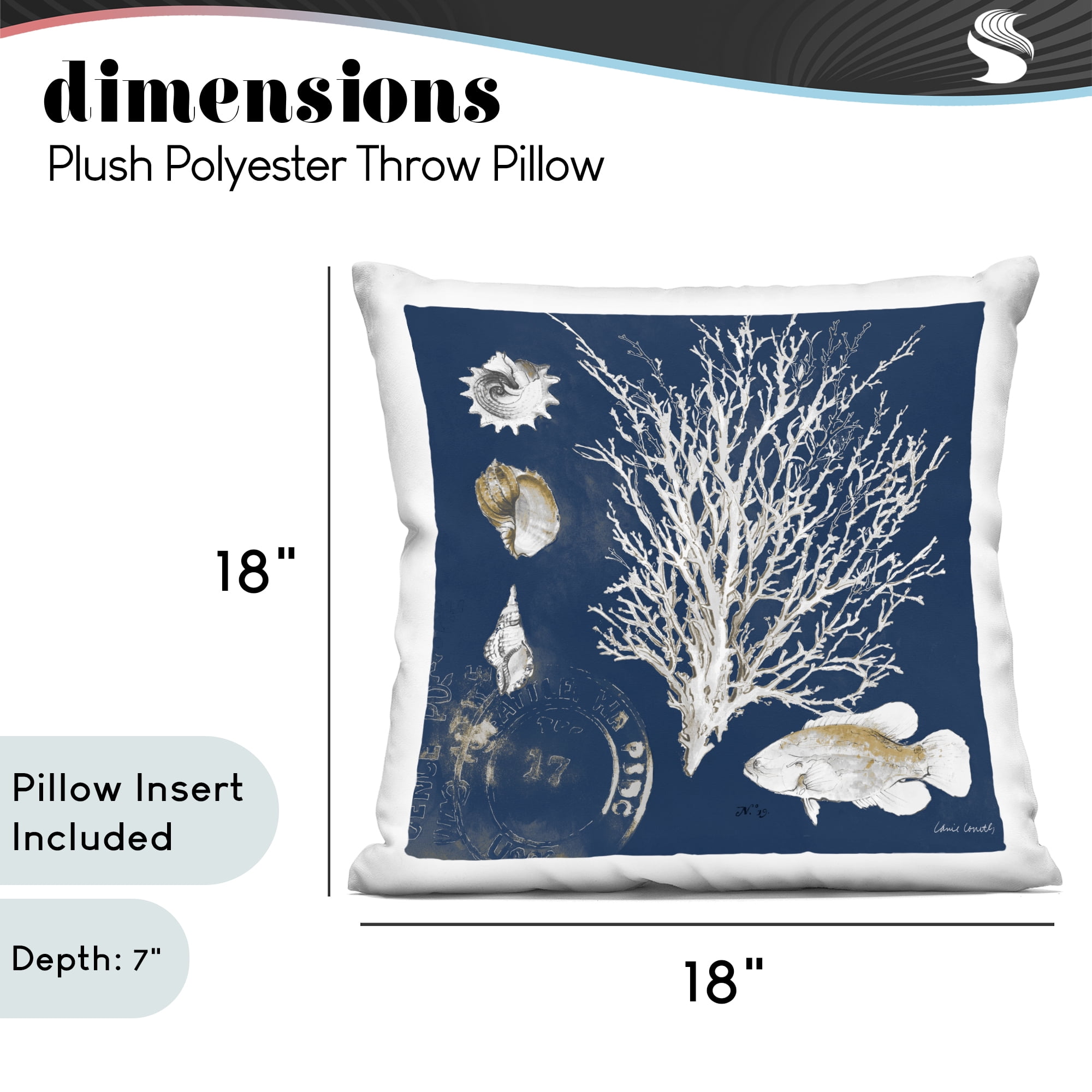 Stupell Industries Oceanic Medley on Blue Decorative Printed Throw Pillow, design by Lanie Loreth