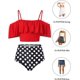 thumbnail image 4 of Conjunto de bikini con volantes de cintura alta,Trajes de baño con control de barriga para mujer,Hombros descubiertosXL, 4 of 5