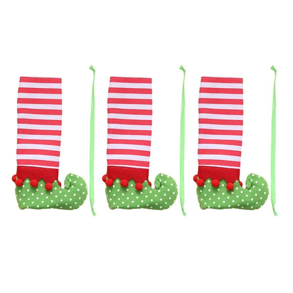 3 Unids Mesa de Navidad y Silla Pierna Cubre Rayas Elf Elfos Pies Zapatos Piernas Decoraciones de Fiesta Favores Navidad Botella de Vino Cubierta de mesa Decoración