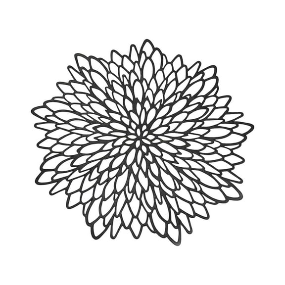 PuSpu Black 15in Plastic Hibiscus Flower Placemat 1pc, Hollow Vinyl Table Mat for Wedding Centerpiece, Home Hotel Dining Décor