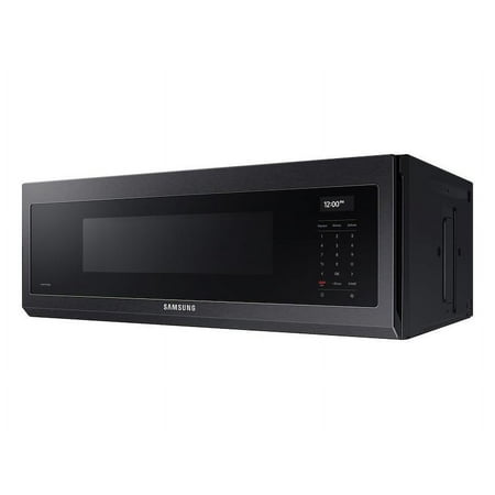 Samsung - 1.1 cu. ft. Smart SLIM Over-the-Range Microwave with 550 CFM Hood Ventilation, Wi-Fi & Voice Control - Black stainless steel