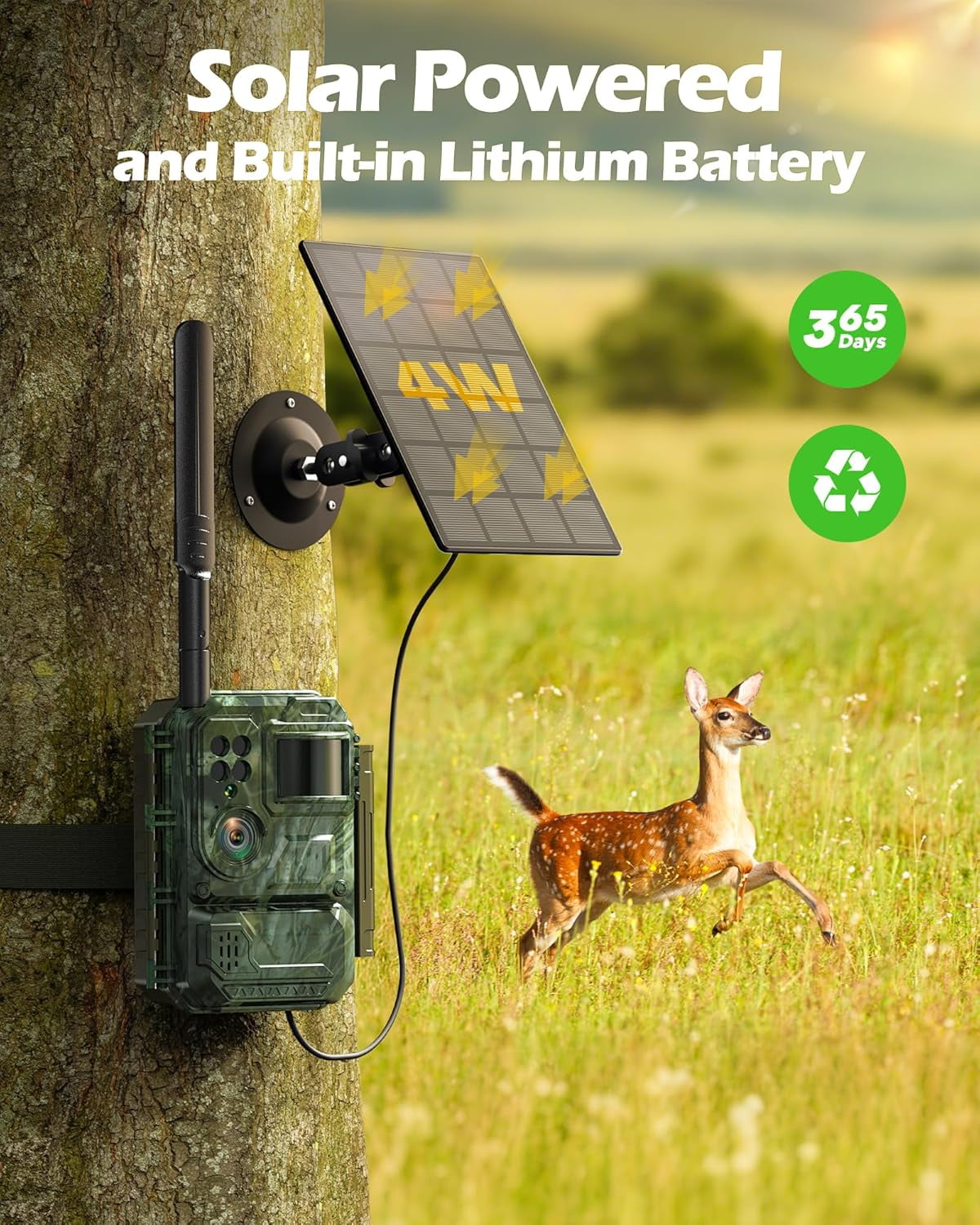 CAMPARK Cellular Solar Trail Camera with Live Streaming - 4G LTE Unlimited Data Game Camera with Night Vision, 0.1s Trigger Motion Activated, Real-Time Alerts for Wildlife Monitoring