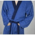 thumbnail image 3 of Men’s 100% Terry Cotton Bathrobe Toweling Gown Robe Two tone Blue XL, 3 of 7