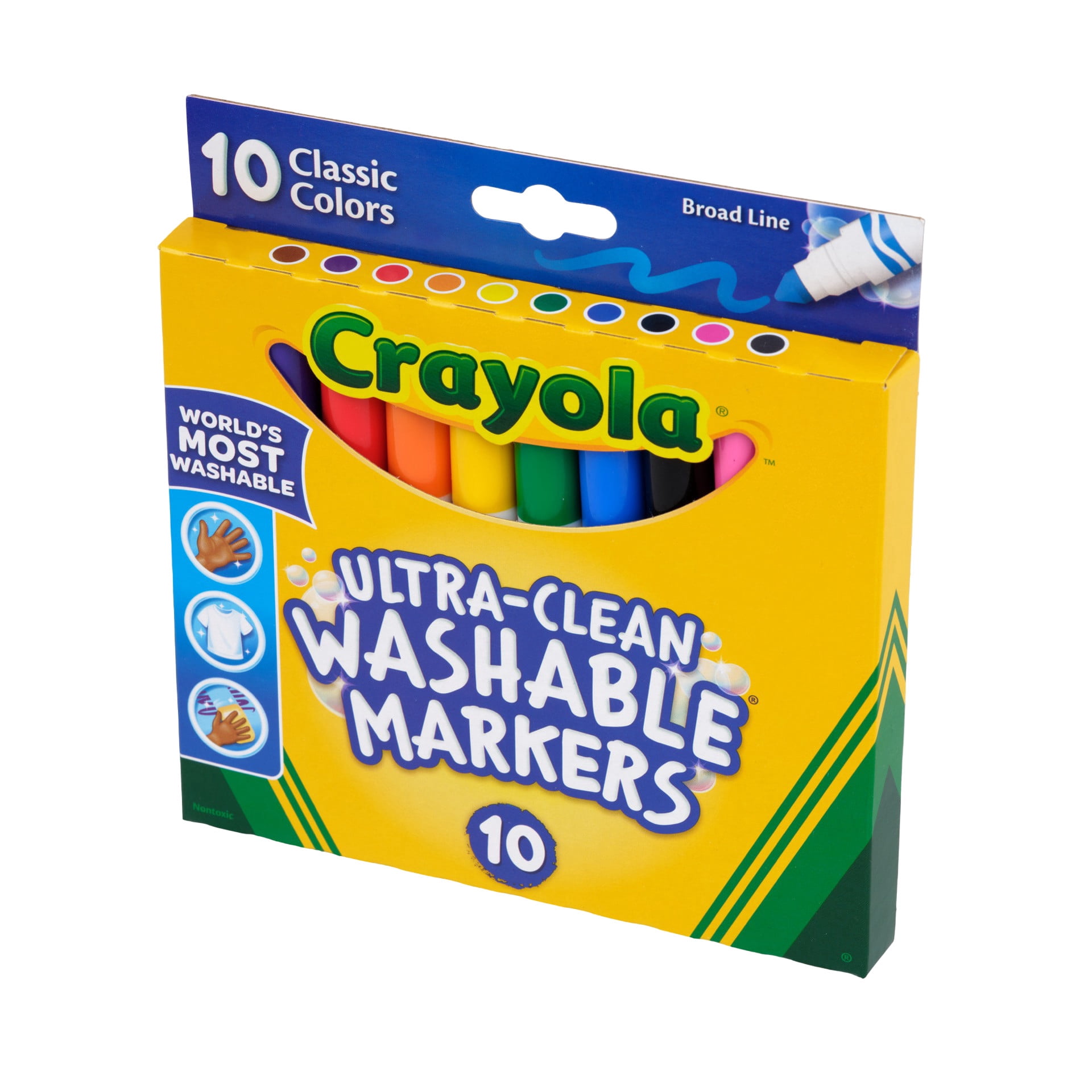 Crayola Ultra-Clean Washable Broad Line Markers, 10 Ct, Back to School Supplies, Classroom Essentials for Teachers, Gift, 3+