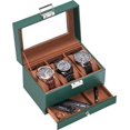 thumbnail image 1 of ProCase Caja para Reloj de 3 Ranuras, Estuche Organizador de Relojes de 1 Piso con Tapa Vidrio Anti-polvo Almacenaje Guardarrelojes para Hombres y Mujeres (Verde), 1 of 14