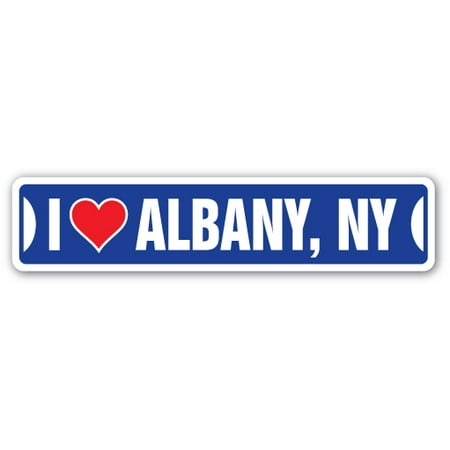 I LOVE ALBANY, NEW YORK Street Sign ny city state us wall road décor gift