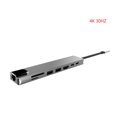 thumbnail image 1 of Concentrador 8 en 1 tipo c 4K HD Adaptador USB 3.0 Carga PD Lector de tarjetas SD y TF Convertidor de red RJ45, 30Hz Eigraketly EL0294-01B, 1 of 2