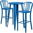 thumbnail image 2 of Flash Furniture Commercial Grade 24" Round Blue Metal Indoor-Outdoor Bar Table Set with 2 Vertical Slat Back Stools, 2 of 5