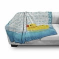 thumbnail image 3 of Yellow Duck Soft Flannel Fleece Blanket, Funny Swimming Animal Rubber Toy on Water with Bubbles and Waves, Cozy Plush for Indoor and Outdoor Use, 70" x 90", Sky Blue Yellow and White, by Ambesonne, 3 of 6