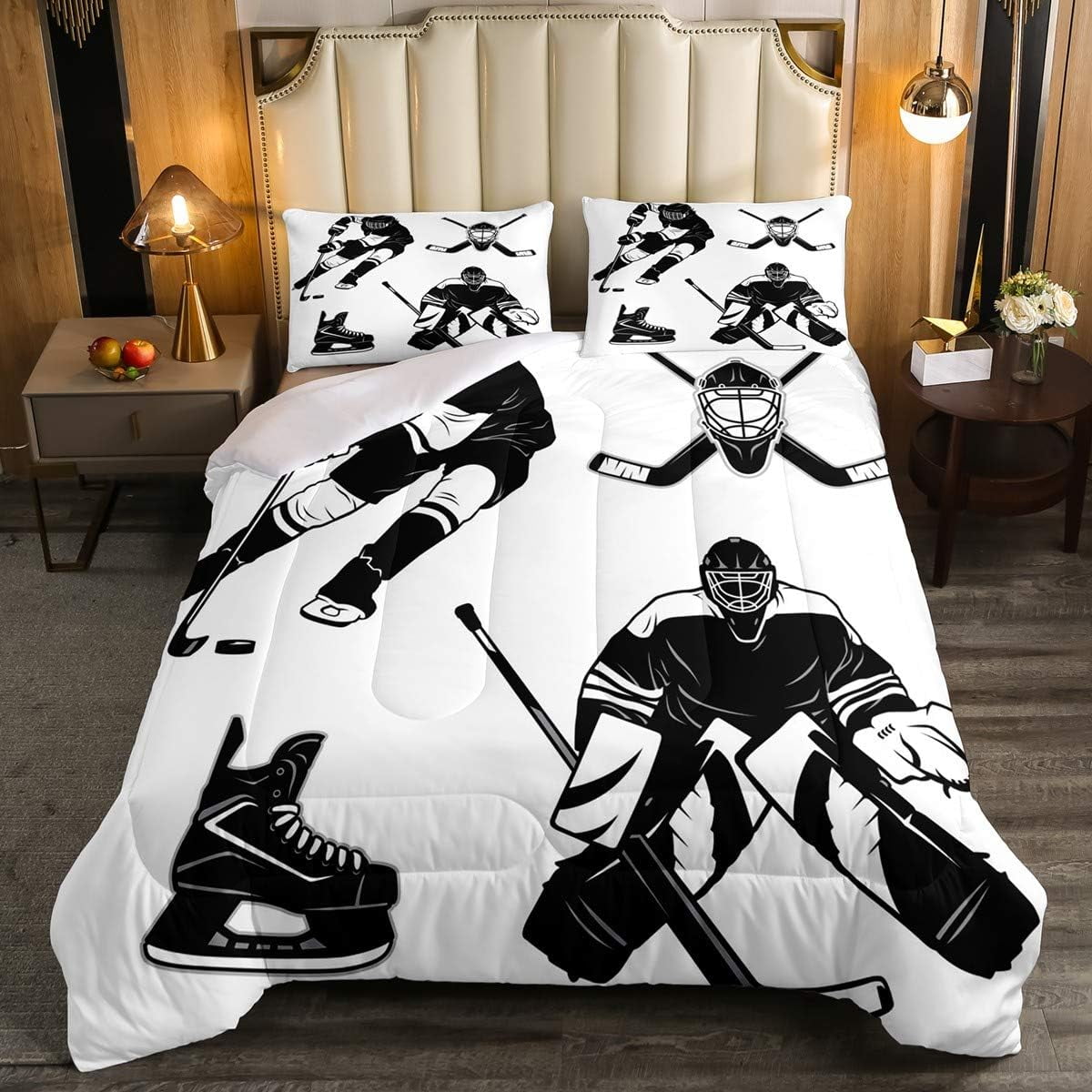 YST Ice Hockey Comforter Set, Ice Hockey Player Bedding Set Twin