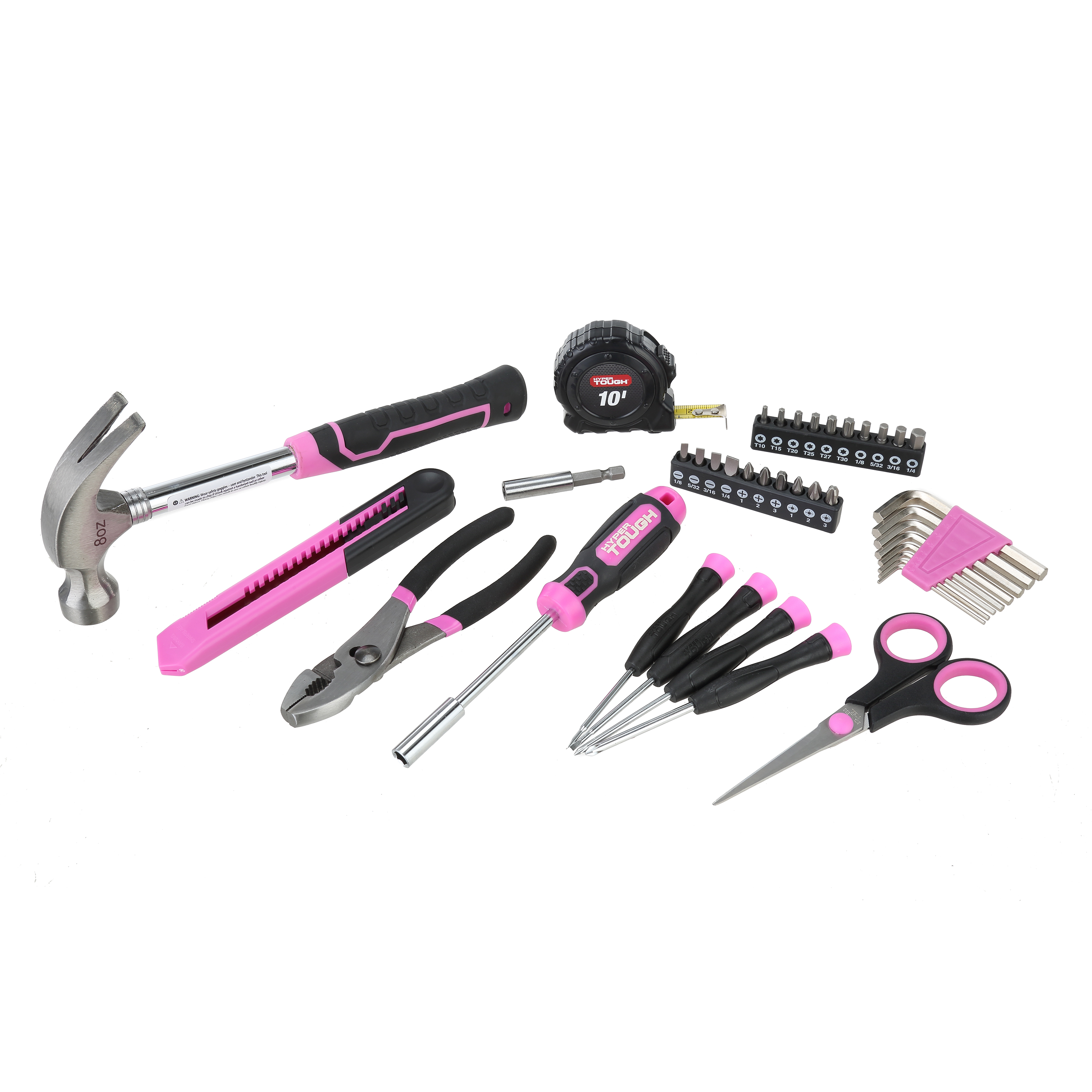 Kit de herramientas para hogar Hyper Tough de 40 piezas color rosa 7