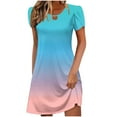 thumbnail image 2 of Women Dresses under $10! Cagogo Women's Summer Midi Sun Dresses Flowy Keyhole Casual Plus Size Holiday Dresses Crew Neck Short Sleeve Floral Gradient Color Trendy Boho Beach Vacation Dress, 2 of 5