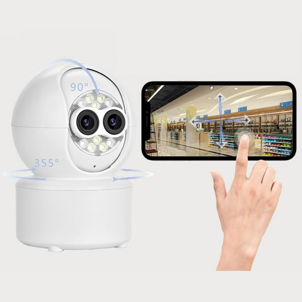 Cámara inalámbrica con conexión Bluetooth y WiFi, cámara de 4 MP FHD para interiores, cámara con lente de 360 grados, visión nocturna a todo color, alarma de seguimiento móvil, cámaras de doble lente.