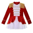 thumbnail image 5 of TiaoBug Kids Girls Circus Ringmaster Costume Long Sleeves Lion Tamer Tutu Leotard Dress with Headwear Sets Red 4, 5 of 7