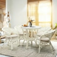 thumbnail image 3 of Pelangi Dining Set of 2 Natural Rattan Wicker Armchairs w/Cream Cushion and Dining Round Table w/Glass, White Color, 3 of 8