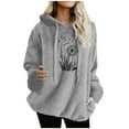 thumbnail image 2 of Sakmal Graphic Womens Hoodies Fleece Pullover Plus Size Gray Tops Comfy Hoodies with Pockets, 2 of 5