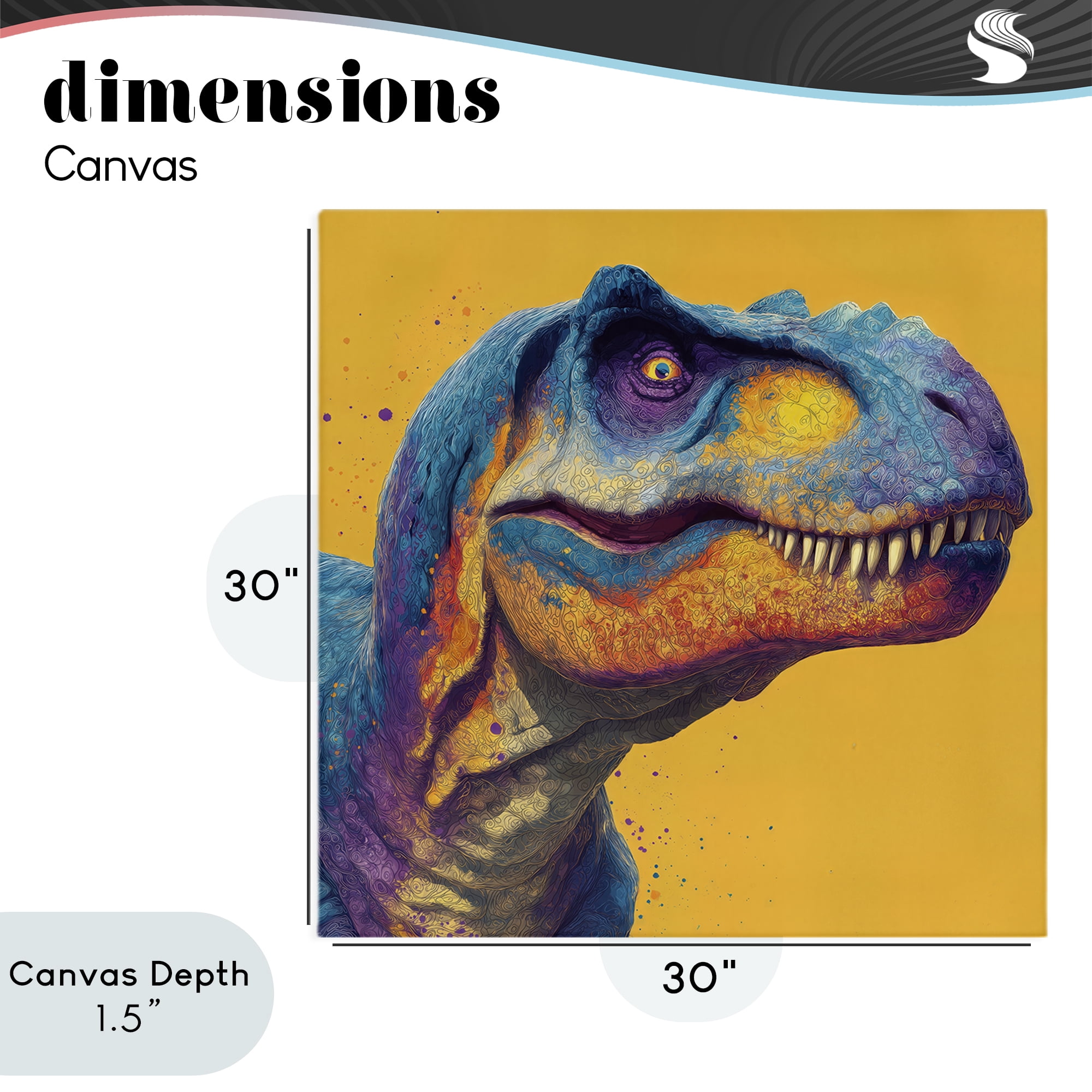 Stupell Industries Vibrant T-Rex Portrait Canvas Wall Art, design by Wumples