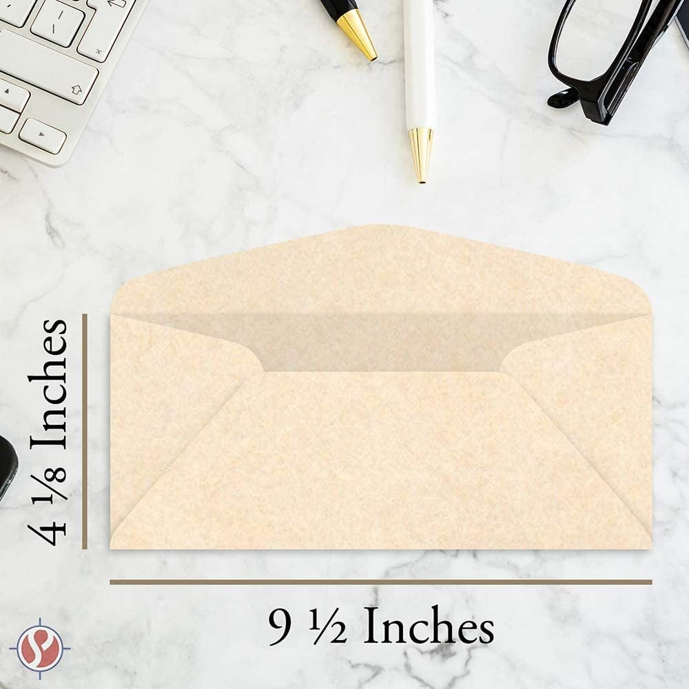 Premium Parchment #10 Business Envelopes - for Invitations, Greetings, Holiday, Office, Invoices, Letters, Mailings| 4 1/8 x 9 1/2 Inches | 500 Per Pack (Natural)