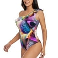 thumbnail image 3 of Picia Rainbow Poodle Urban Street Pattern Women's One Piece Swimsuits,One Shoulder Swimwear Asymmetric ,Ruffle Monokinis Bathing Suits,High Waisted Flattering Bathing Suits-X-Large, 3 of 8