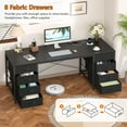 thumbnail image 6 of 60 Inch Computer Desk with 8 Drawers, Home Office Desk with Power Outlets, Work Study Gaming Desk with 8 Fabric Drawers, Black, 6 of 9