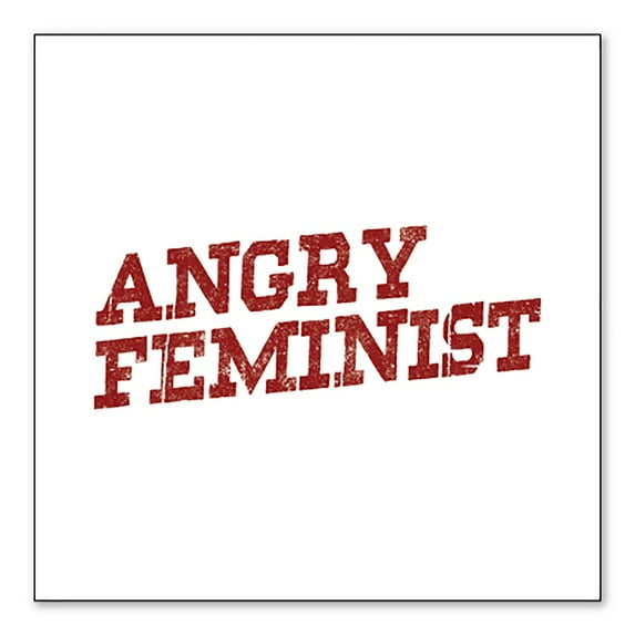 DistinctInk Custom Bumper Sticker - 4" x 4" Decorative Decal - White Background - Angry Feminist