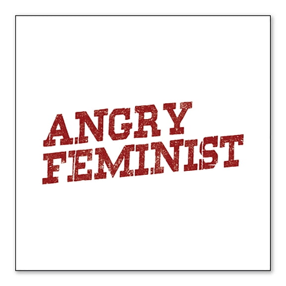 DistinctInk Custom Bumper Sticker - 10" x 10" Decorative Decal - White Background - Angry Feminist
