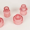 thumbnail image 6 of Efavormart Set of 6 Pink Ribbed Crystal Glass 3" Taper Candle Holders, Reversible Mini Votive Tealight Candle Stands, 6 of 11