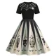 thumbnail image 1 of Disfraz gótico de Halloween para Mujer, traje Retro con estampado de calavera y calabaza, vestido de fiesta de Carnaval, 1 of 2