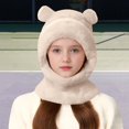 thumbnail image 2 of CPNG Girls 2 Pcs Winter Cute Bear Pom Plush Balaclava Hat Face Mask Fleece Lined Windproof Ski Mask Neck Warmer Scarf Helmet Hood Bear Ears Cap, 2 of 9