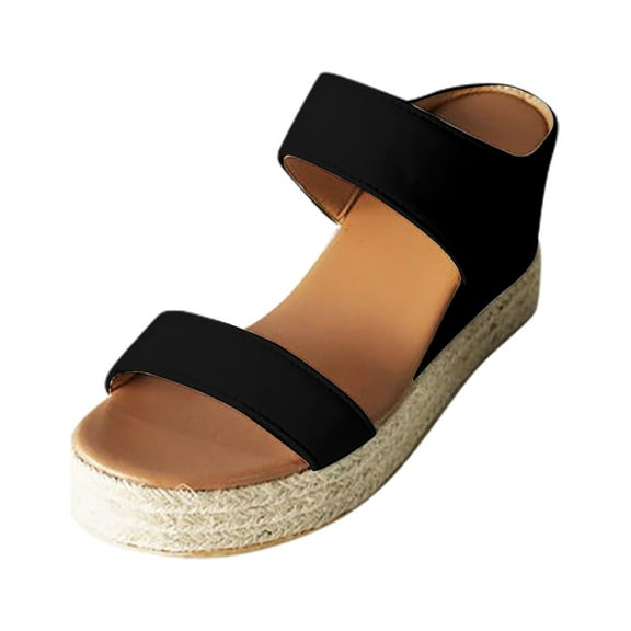 VerPetridure Women's Open Toe Ankle Strap Platform Wedge Sandals Casual Summer Slip On Breathable Leopard Print Beach Sandals Wedge Shoes