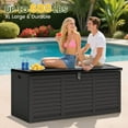 thumbnail image 2 of Outdoor Storage Box, 130GAL Waterproof Deck Box, Lockable Pool Patio Storage Indoor Toy Box, Outdoor Storage Bench for Porch, Max Load Weight 600LBS, 2 of 9