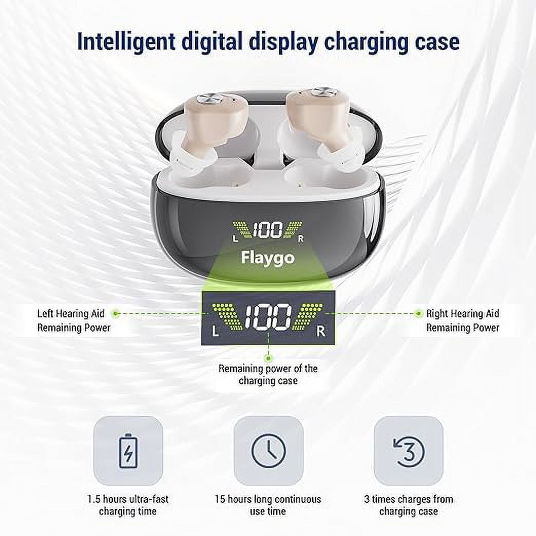 Adofi Hearing Aids, Rechargeable Digital In-the-Ear Hearing Aid Set with 8 Pairs of Soft Domes, 3.3 Gram Piece