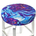 thumbnail image 3 of Honeii Swirl Print Blue Purple Pattern Bar Stool Covers-Round Stools Seat Covers, Washable Stool Cushion Slipcover Elastic Bar Chair Covers-14 inch, 3 of 7