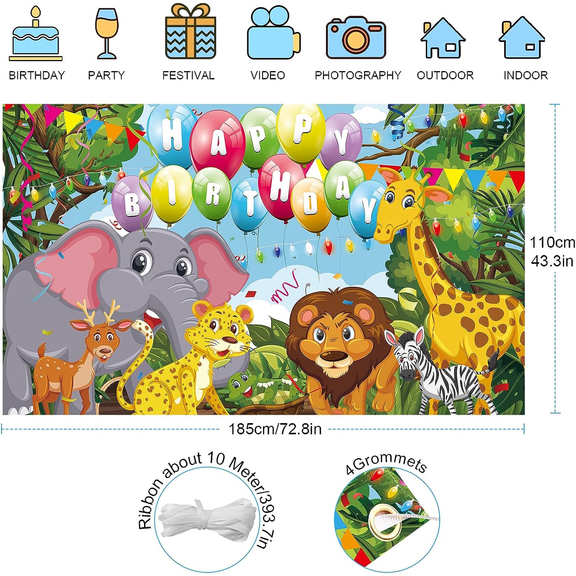 32-Piece Giraffe Birthday Party Decorations Set | Banner, Balloons, Cupcake Toppers | Animal Theme Kids Party Supplies 5 thumbnail image