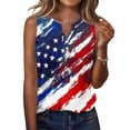 thumbnail image 2 of 4th Of July Tank Tops for Women American Flag Print V-Neck Button Down Sleeveless Tunics Patriotic Stretchy Classic Fit Summer Camping Blouses,S,#01 Sky Blue, 2 of 5