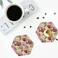 thumbnail image 4 of Naloa Tulips Flowers Leather Coasters for Drinks, Durable Drink Coasters 4 Set for Tabletop Protection, Luxurious Home Décor and Housewarming Gift ( {designName})Hexagon, 4 of 6