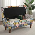 thumbnail image 3 of Jiueut Colorful Cat Pattern Rectangle Ottoman Cover Stretch Storage Ottoman Bench Slipcover Folding Storage Footrest Stool Slipcover Footstool Protector Cover with Elastic Bottom, S, 3 of 7