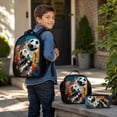 thumbnail image 5 of 3 Piece School Bag Set for Boys Girls, Cartoon Soccer Backpack with Lunch Bag & Pencil Case, Large Capacity Lightweight Durable Polyester Bookbag for Elementary Middle School Students, 5 of 5