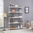White Large 5Tier Open Bookshelf Storage Bookcase with Metal Frame