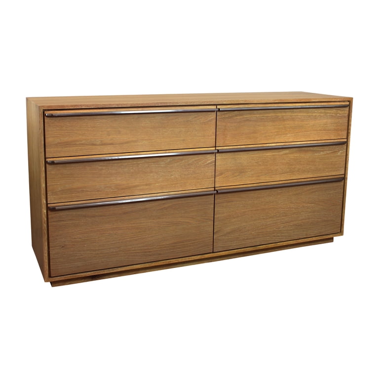 72" Brown Solid Wood Six Drawer Double Dresser