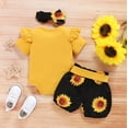 thumbnail image 2 of HESHENG Newborn Infant Baby Girls Clothes Summer Short Sleeve Romper Sunflower Shorts Pants Outfits Set Yellow 0-3 Months, 2 of 8