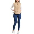thumbnail image 2 of Chaleco de forro polar para mujer INSPIRE CHIC con bolsillos, sin mangas, abotonado, moda de otoño e invierno 2024, chaleco suave M marrón, 2 of 6