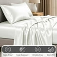 thumbnail image 4 of Lux Decor Luxury Satin Sheets Full Size - 4 Piece Cooling Bed Sheet Set, Silky Soft & Smooth, Deep Pockets up to 15", OEKO-TEX Certified, Skin-Friendly Comfort (White), 4 of 10