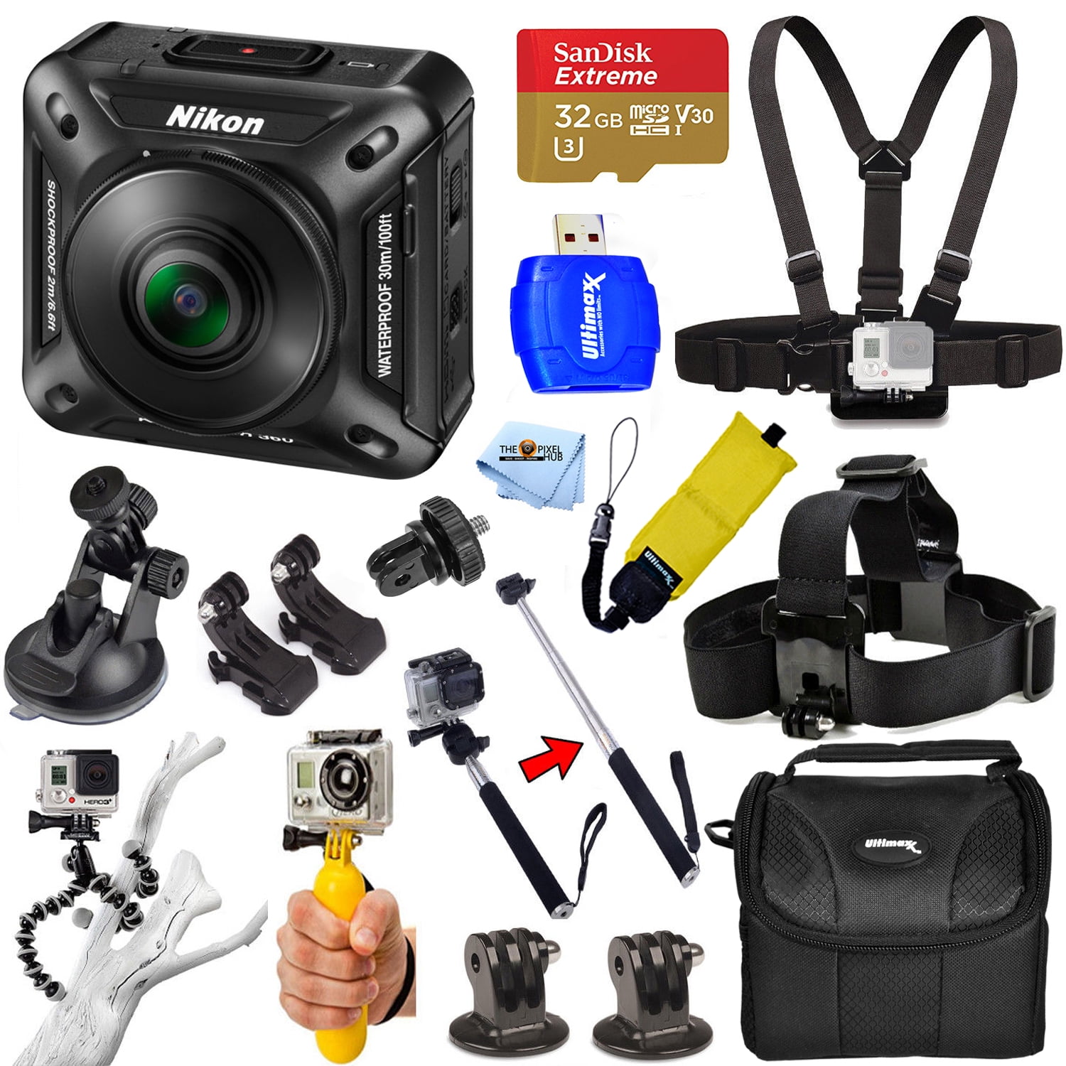 crash studio total Nikon KeyMission 360 UHD 4K Action Camera (Black) #26513 ALL IN 1 PRO  ACTION ACCESSORY KIT with Chest Strap Mount, Head Strap Mount, Selfie  Stick, Floating Bobber Handle + MUCH MORE - Walmart.com