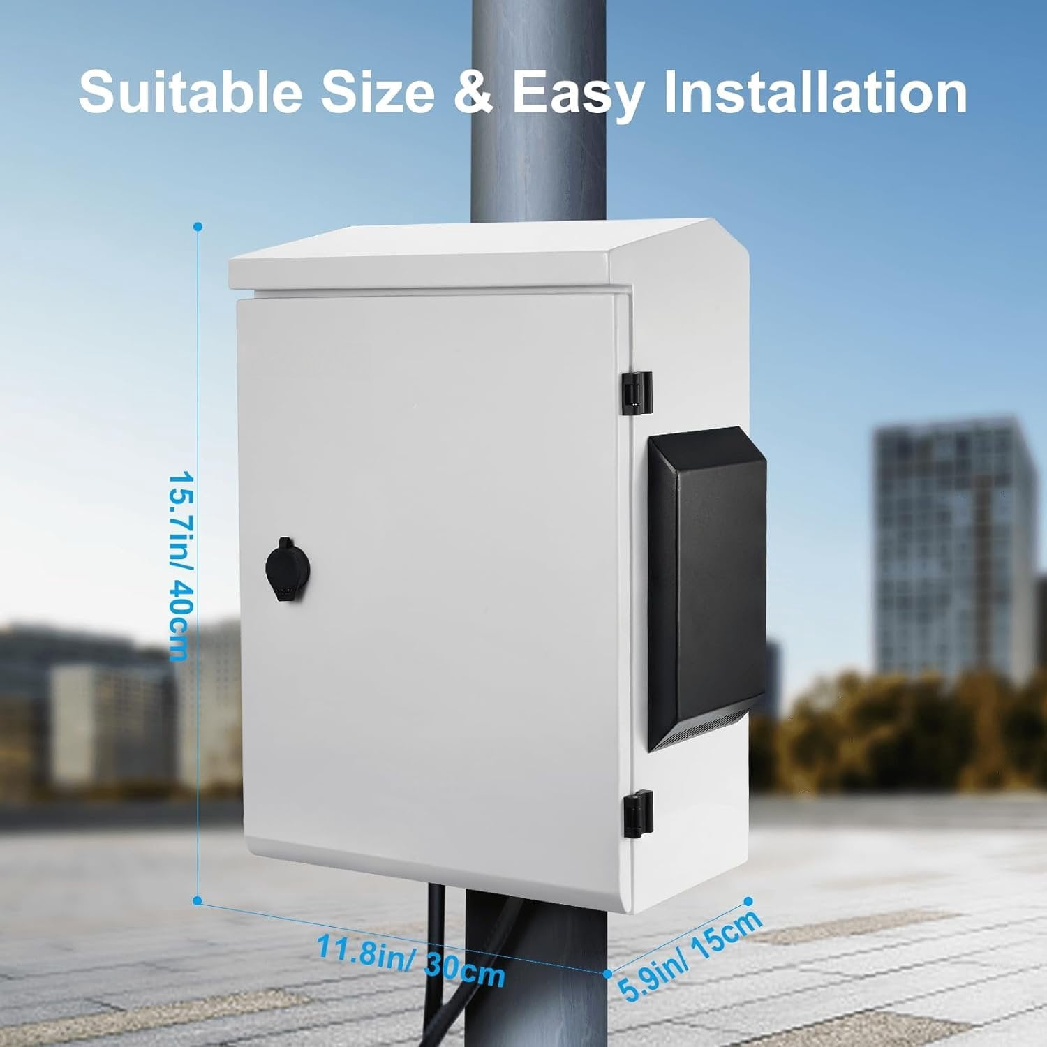 Outdoor Electrical Box, Cold-Rolled  Plate,  Alloy  Beam, One- Ventilation Design, IP65 , Wall/Pole Mounted (15.7" x 11.8" x 5.9")