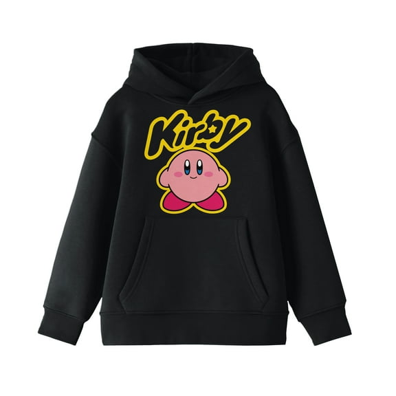 Kirby Logo and Character Boy's Black Sweatshirt-Medium