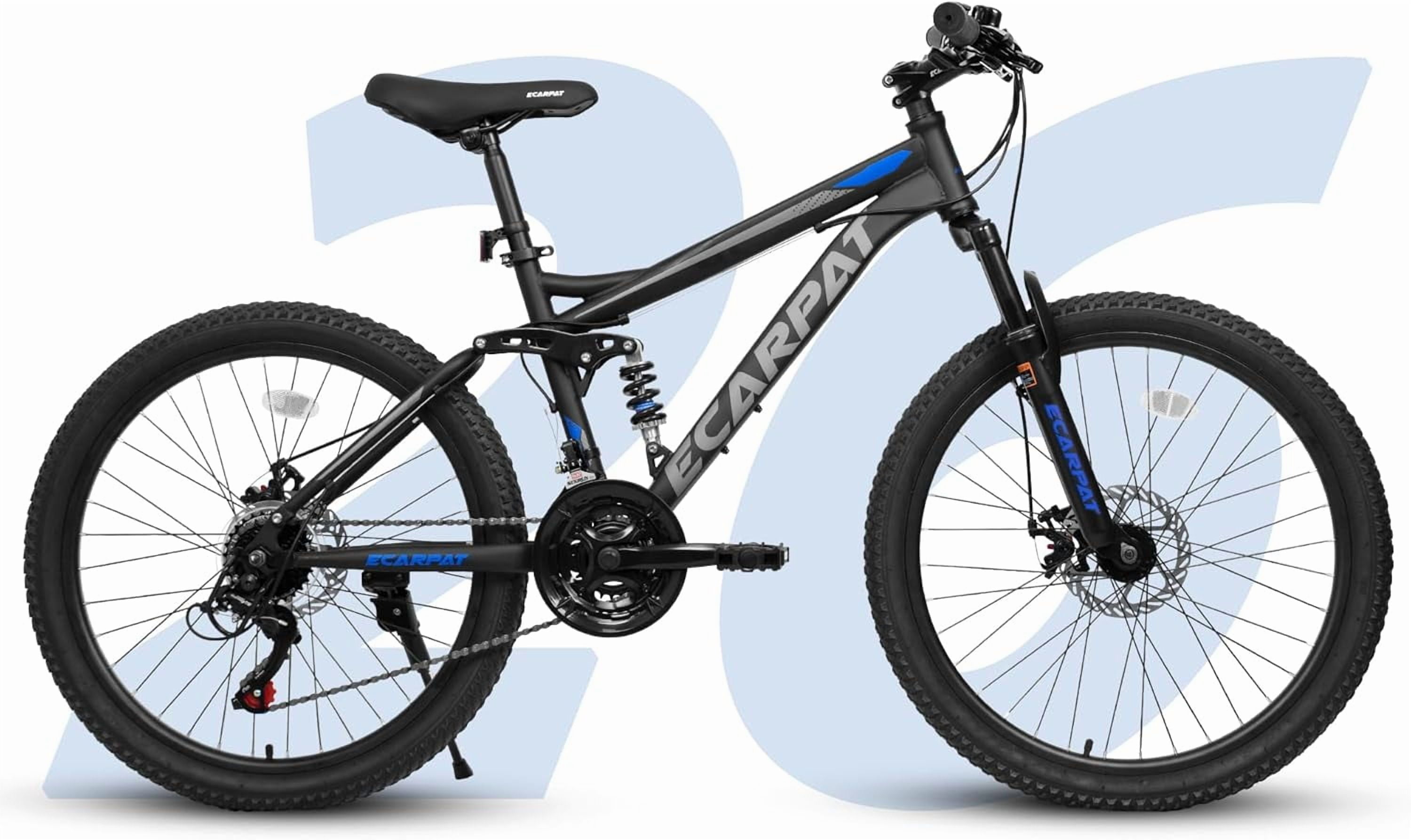 Ambifirner 26 inch City Bike Mountain Bike - Full Shimano 21 Speed - Dual Disc Brake - High-Carbon Steel Frame - Front Suspension for Gift